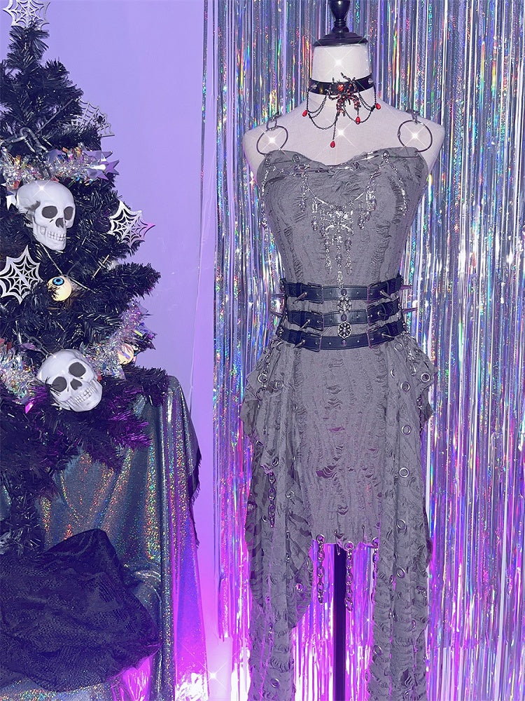 Black Studs Skeleton Layered Waist Belt