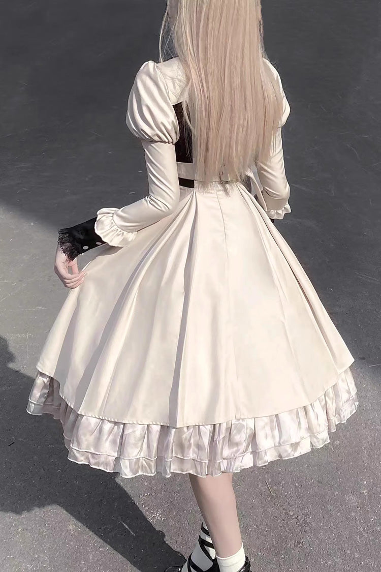 Ivory Layered Moon Talisman Print Ruffled Gothic Jumper
