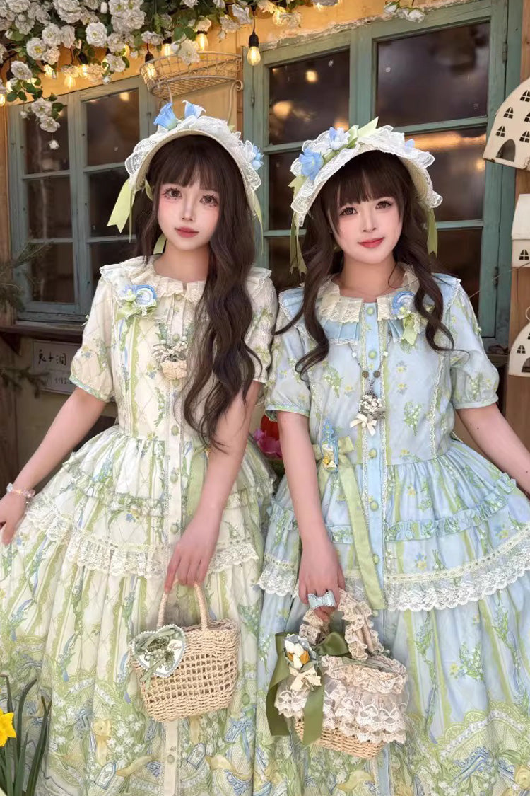 Lily of the Valley Pearl Candy Tea Doll Collar Short-Sleeve OP Dress
