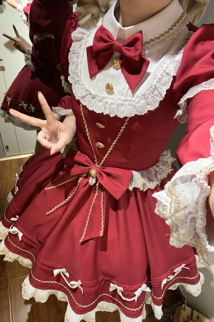 Long Sleeves Ruffled Bow Sweet Lolita Dress - Miss Flando of the New Year