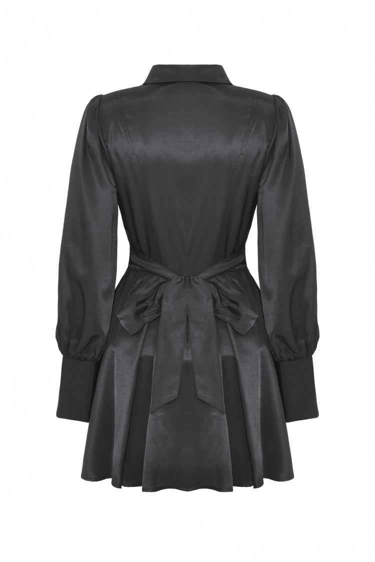 Gothic Dress with Lantern Sleeves and Necktie