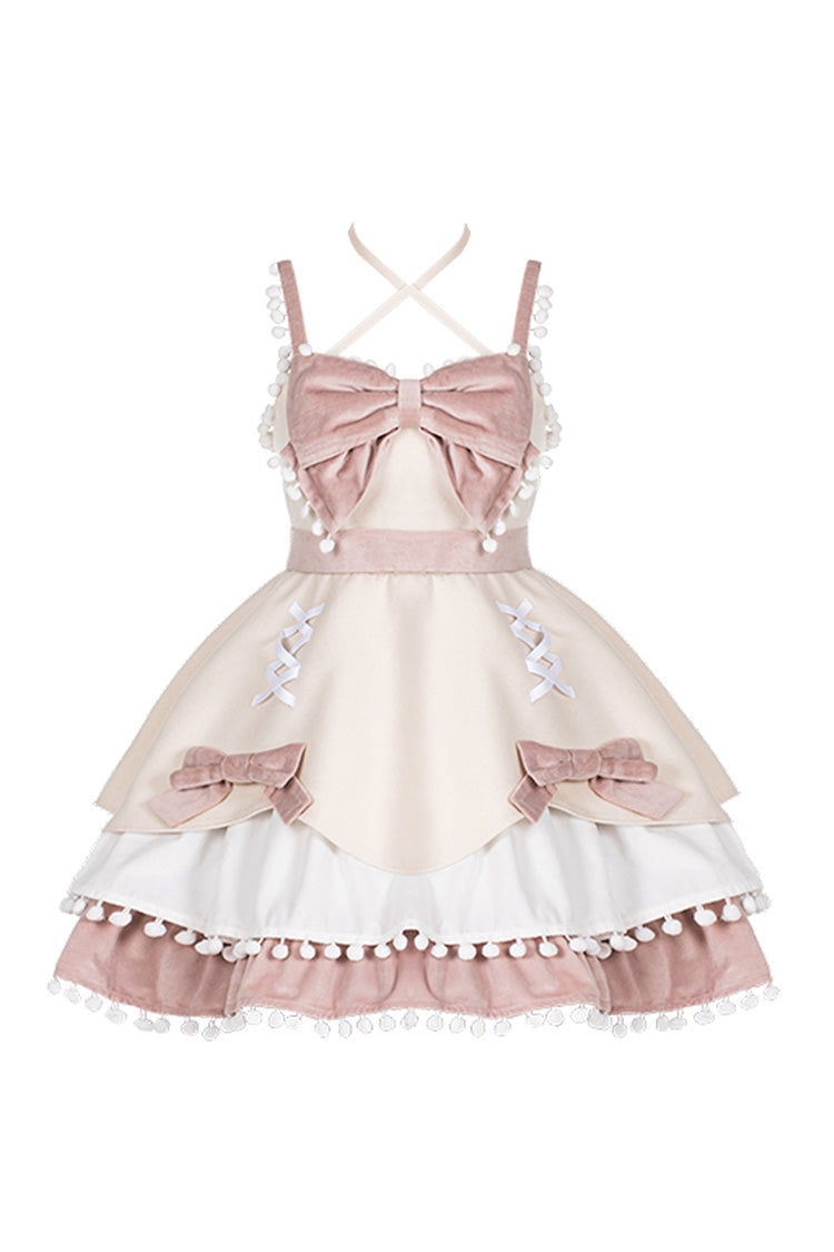Bow-Trimmed Woolen Sweet JSK Dress with Confession Print - 5 Shades