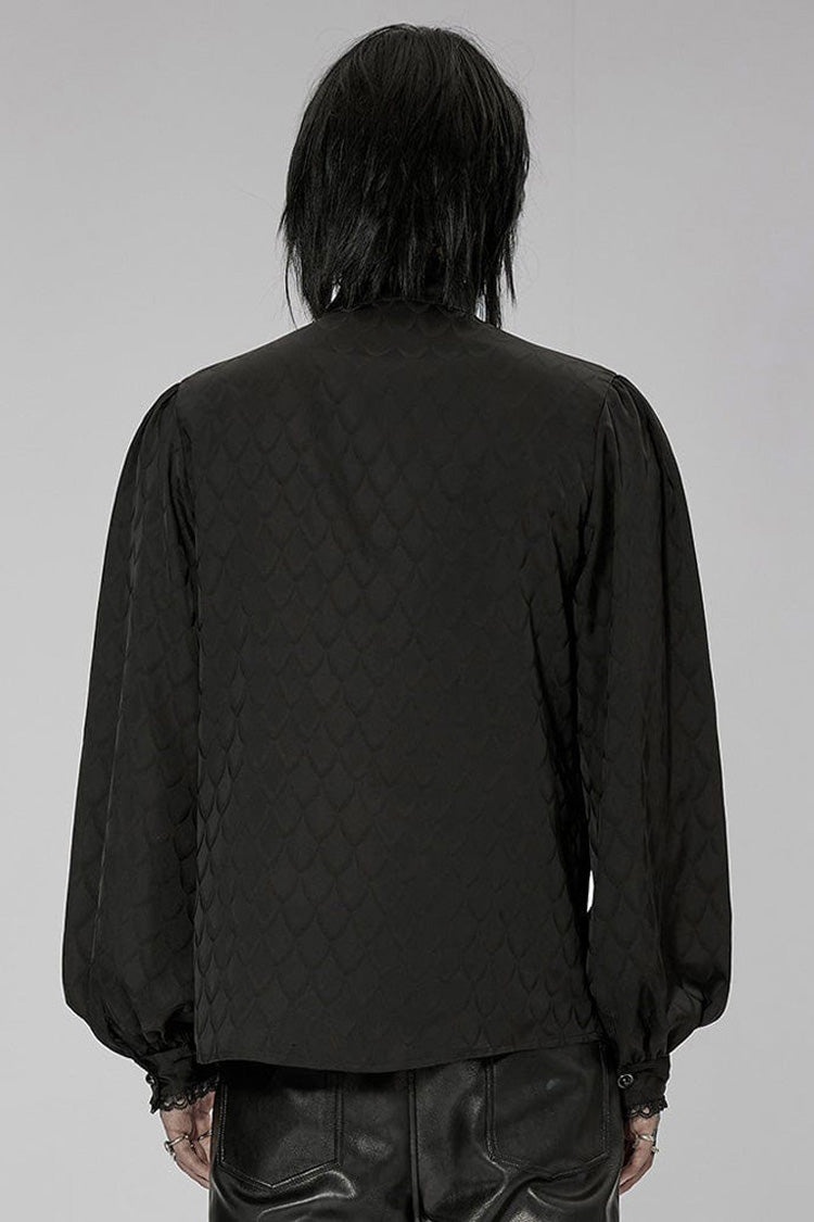 Dragon-Scale Jacquard Turtleneck with Lantern Sleeves