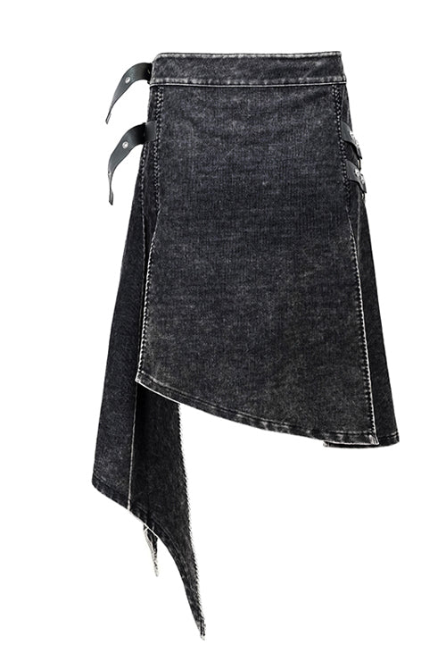 Men's Punk Rock Skirt with Metal Nails, Worn Corduroy and Wrapped Loops