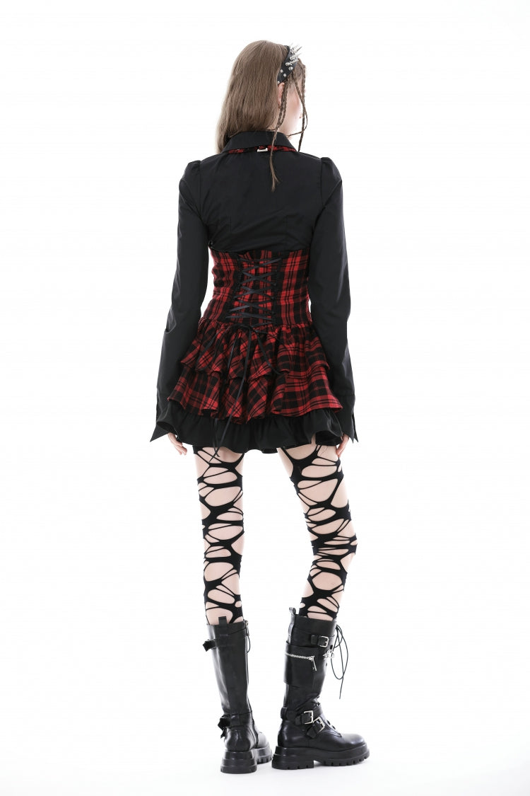 Ruffled Gothic Blouse with Turn-Down Collar