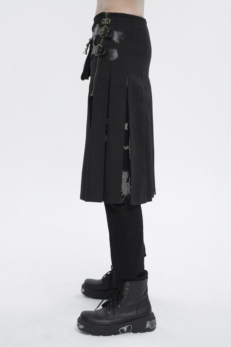 Patchwork Gothic Skirt with Waist Bag and Tie-Dye Details