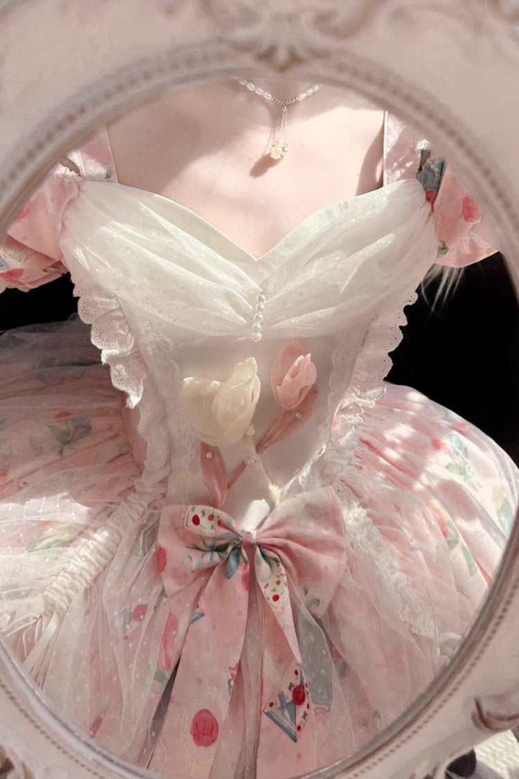 Tulip's Letter Off-Shoulder Dress with Print & Bowknot