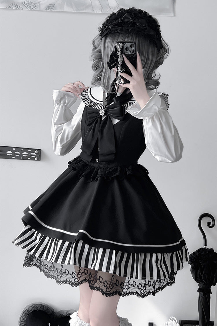 Noir Striped Bow Lace Jirai Kei JSK - Twilight Song
