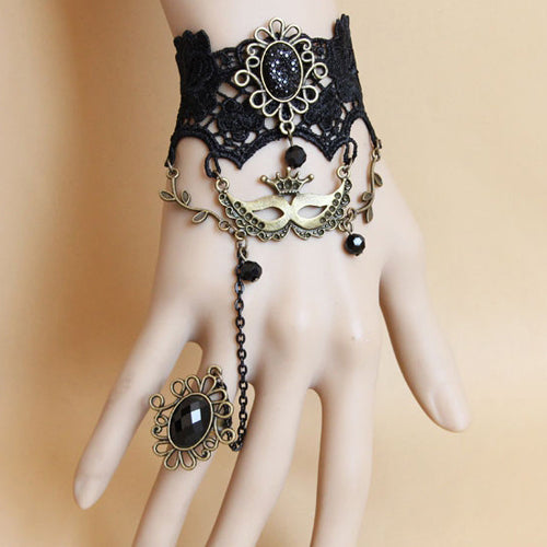 Christmas Pearl Lace Gothic Ring Bracelet