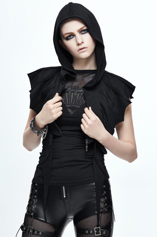 Punk Hooded Cape for Women with Bat Wing Silhouette