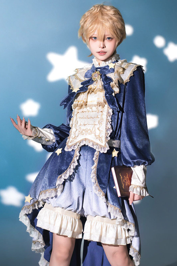 Long Sleeves Ombre Ruffled Bow Ouji Gothic Lolita Swallowtail Dress Shorts Set