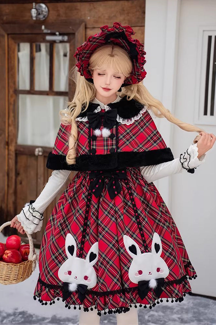Scarlet Witch Gargamel Square Neck Sleeveless Printed Ruffled Bow Laced Gothic Jumper Dress