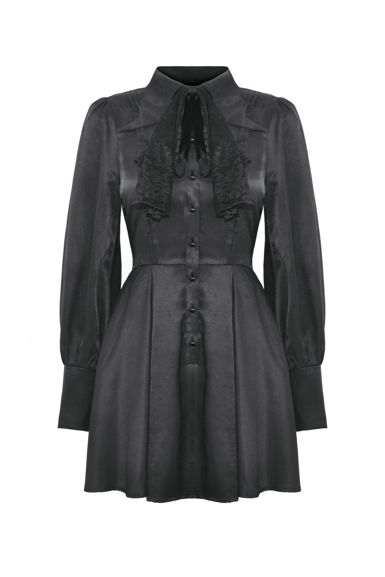 Gothic Dress with Lantern Sleeves and Necktie