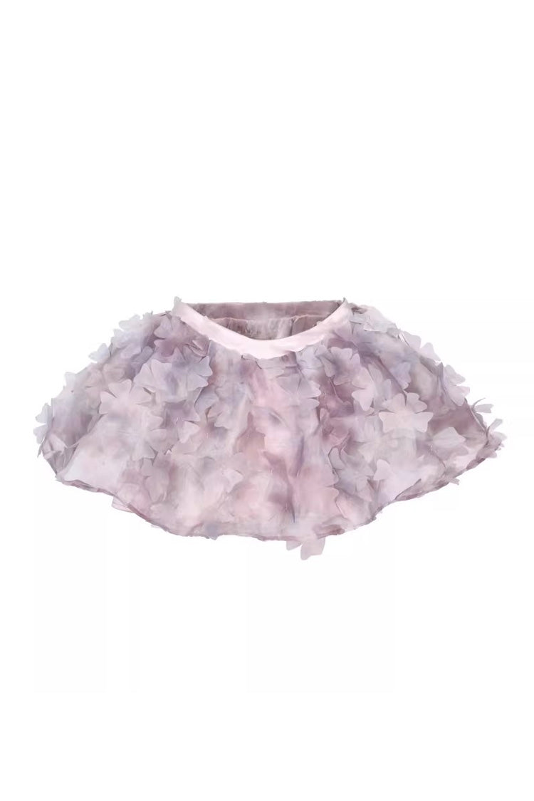 Airy 3D Floral Pleated Skirt with Built-in Shorts