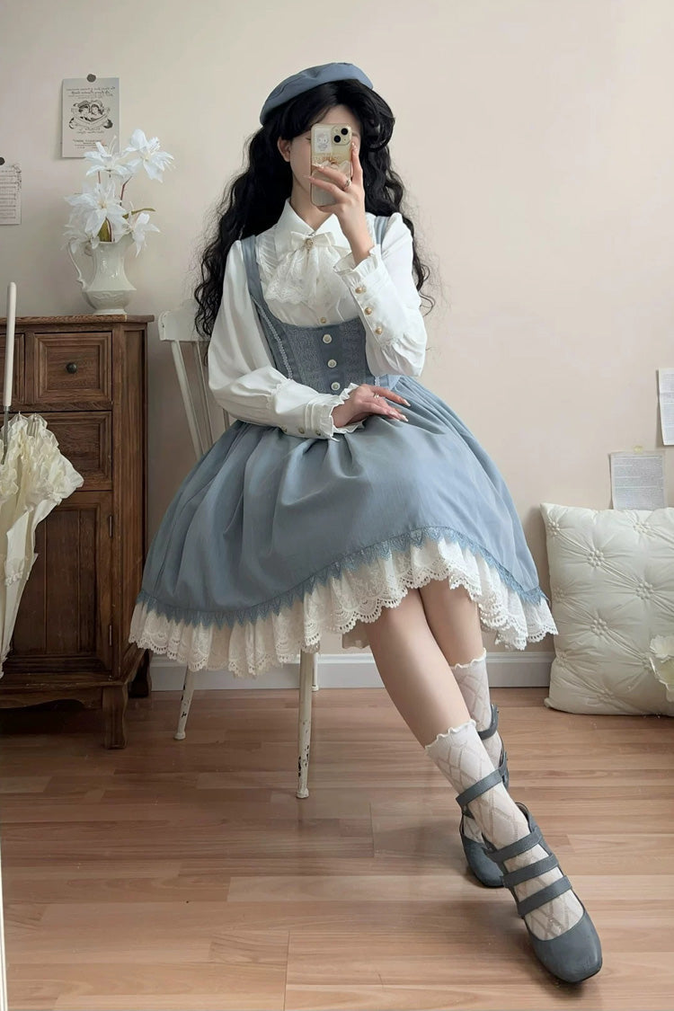 Dreamlike Realm Sleeveless Printed Ruffled Embroidered Corset Elegant Sweet Lolita JSK Dress