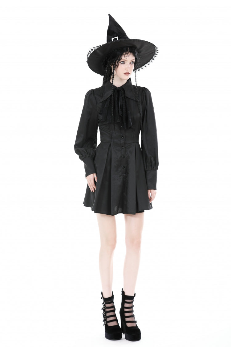 Gothic Dress with Lantern Sleeves and Necktie