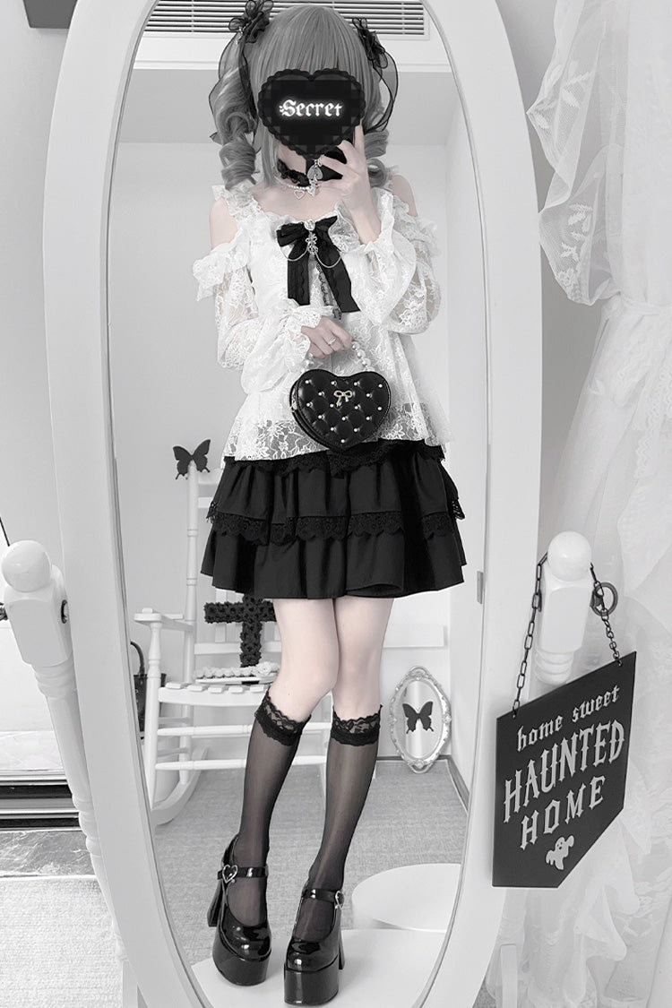 Jirai Kei Skirt with Triple Ruffle Lace