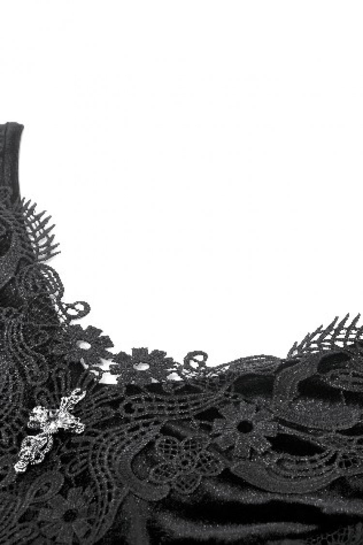 Gothic Dress with Trumpet Sleeves and Lace Up