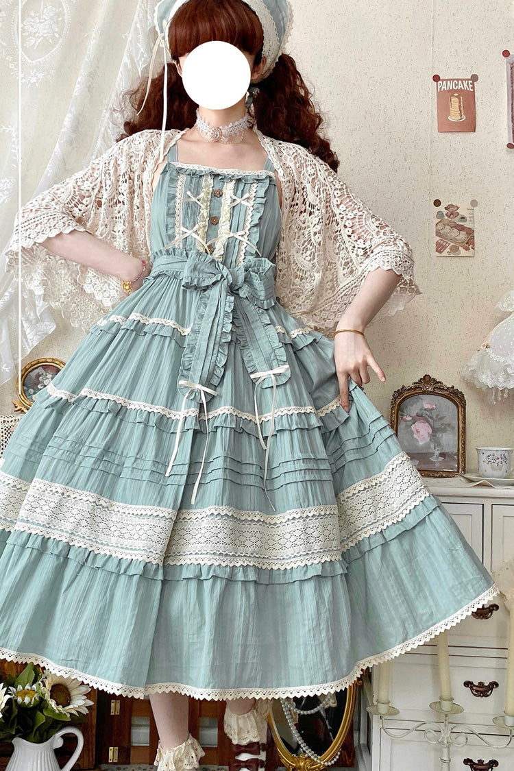 Summer Flower Tea Ruffle Bow Lace Sweet Lolita Jsk Dress 6 Colors