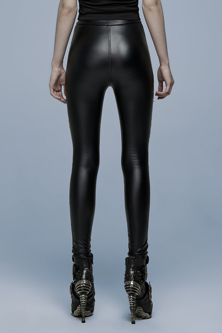 Women's Steampunk Leggings with Hollow Rope Belt Decoration Lace-Up Mesh Design