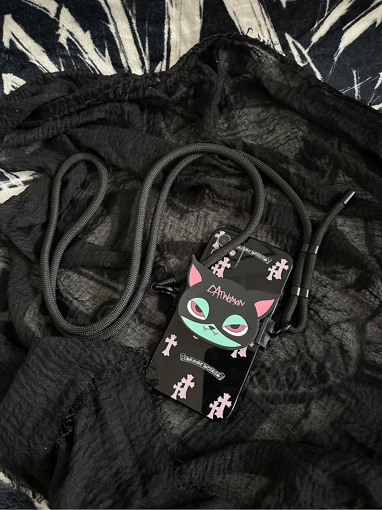 Pink Phone Back Gothic Strap Clip and With Crossbody Cat Mobile Green Black