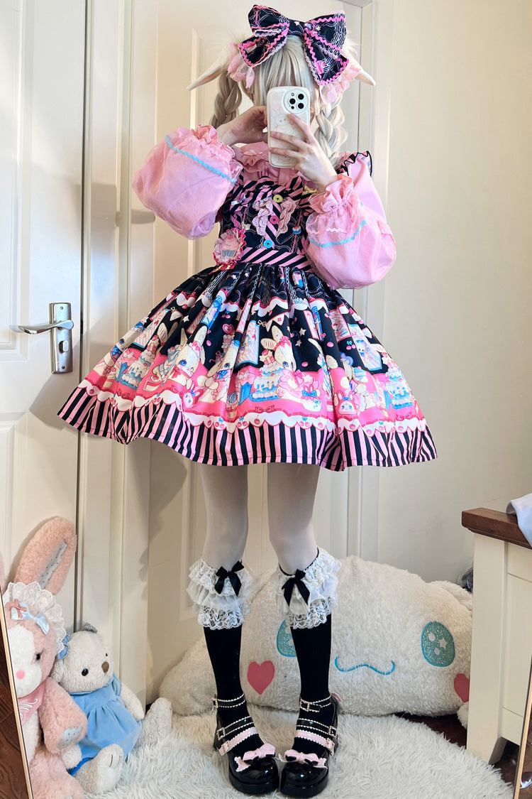 Bunny Pastry Chef Print Bowknot Gothic Japanese Lolita JSK