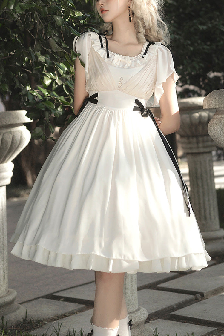 Ivory Moonlit Chiffon Short-Sleeve Ruffled Sweet Jumper