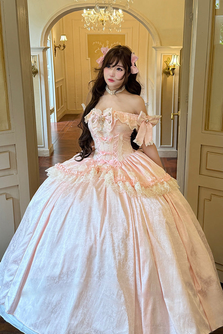 White Moonlight Lover Strapless Dress with Lace-Up & Bow