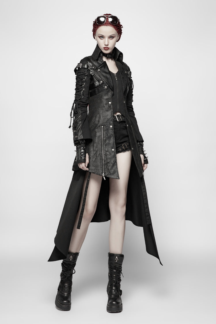 Steampunk Windbreaker with Metal Buckle and Zipper