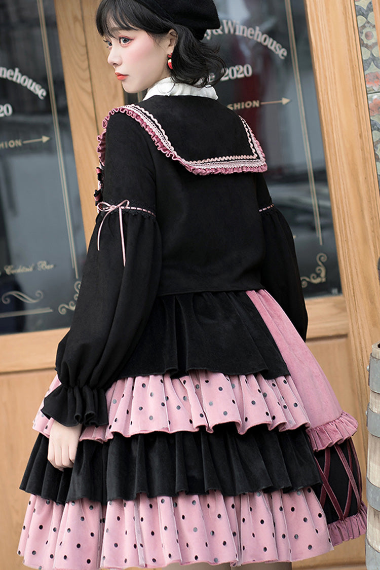 Scarlet and Ebony Ruffled Stitched Vintage Sweet Lolita Gown