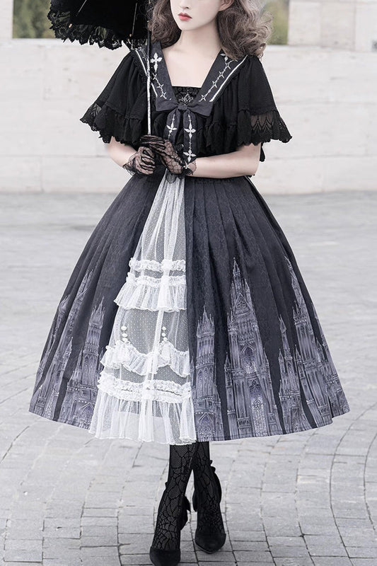Sleeveless Print Lace Gothic Vintage Princess Lolita Jsk Dress