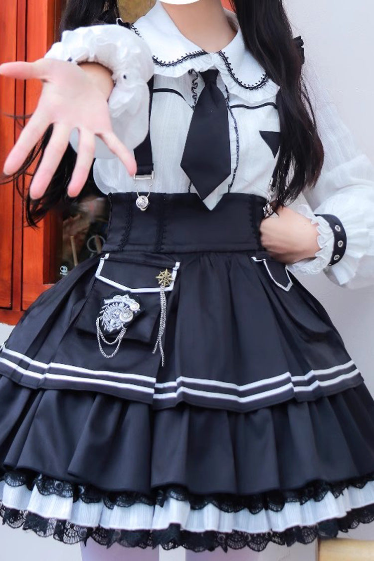 Officer Rabbit Sweet Lolita Multi-Layer Ruffle Strap Dress 4 Colors