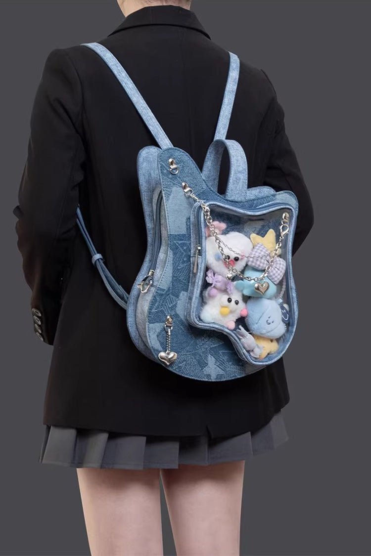 Itabag with Guitar Heart Print and Chain Decor, Sweet Lolita Style