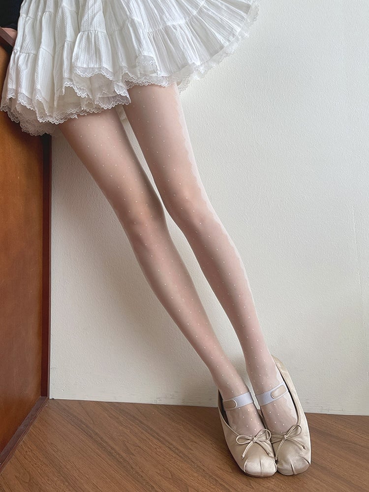 Polka-dot Lolita White Pattern Tights