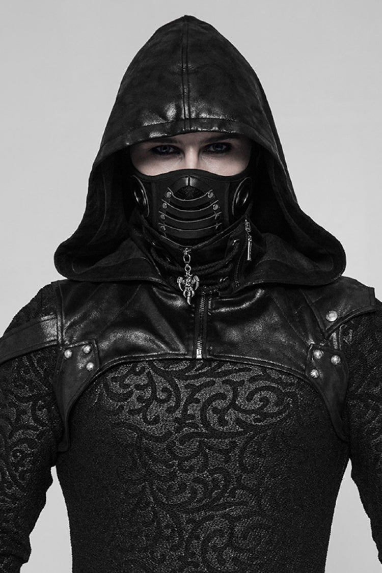 Hooded Steampunk Cape with Lace-Up and Metal Buckle