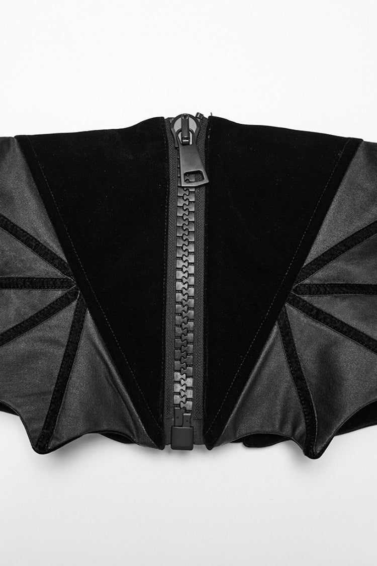 Gothic Underbust Corset for Her with Batwing & Lace-Up Front