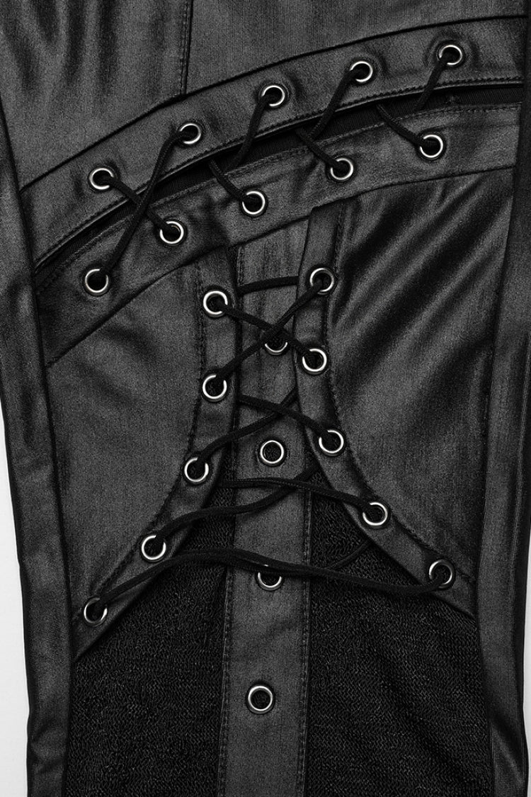 Women's Steampunk Leggings with Hollow Metal Eyelet Strap Lace-Up Design