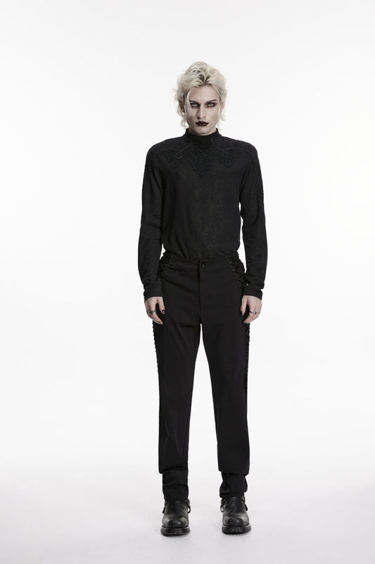 Noir Gothic Trousers with Lace-Up Sides