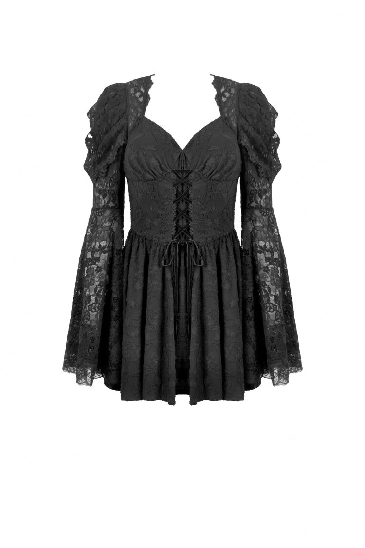 Graduation Gothic Dress with Jacquard Lace and Lace-Up