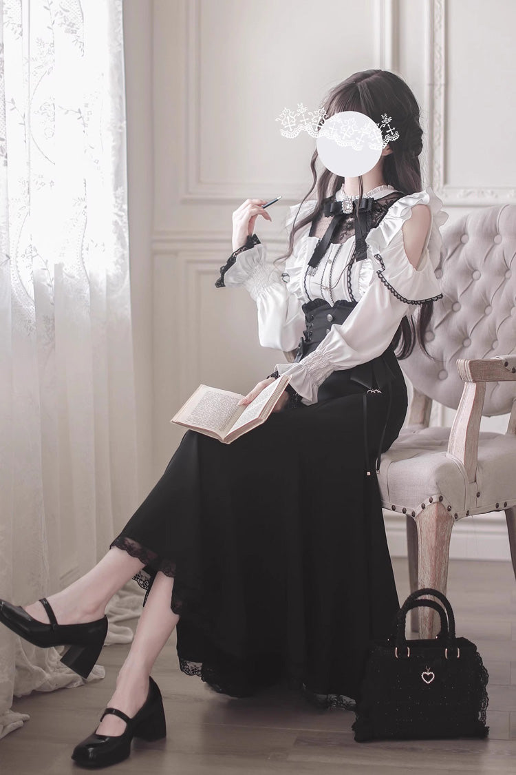 Black Ruffle Bowknot Slim Sweet Elegant Lolita Fishtail Skirt