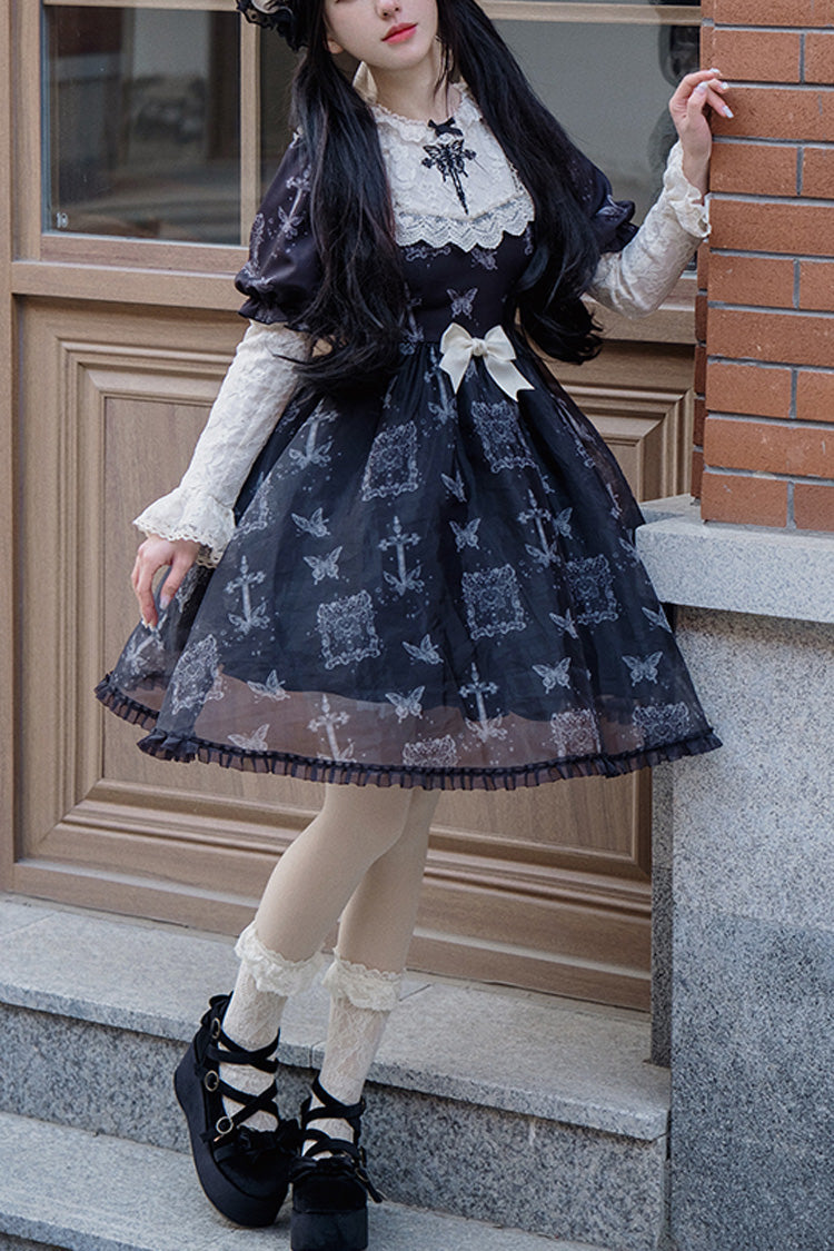 Black Butterfly Embroidered Gothic Lolita Gown