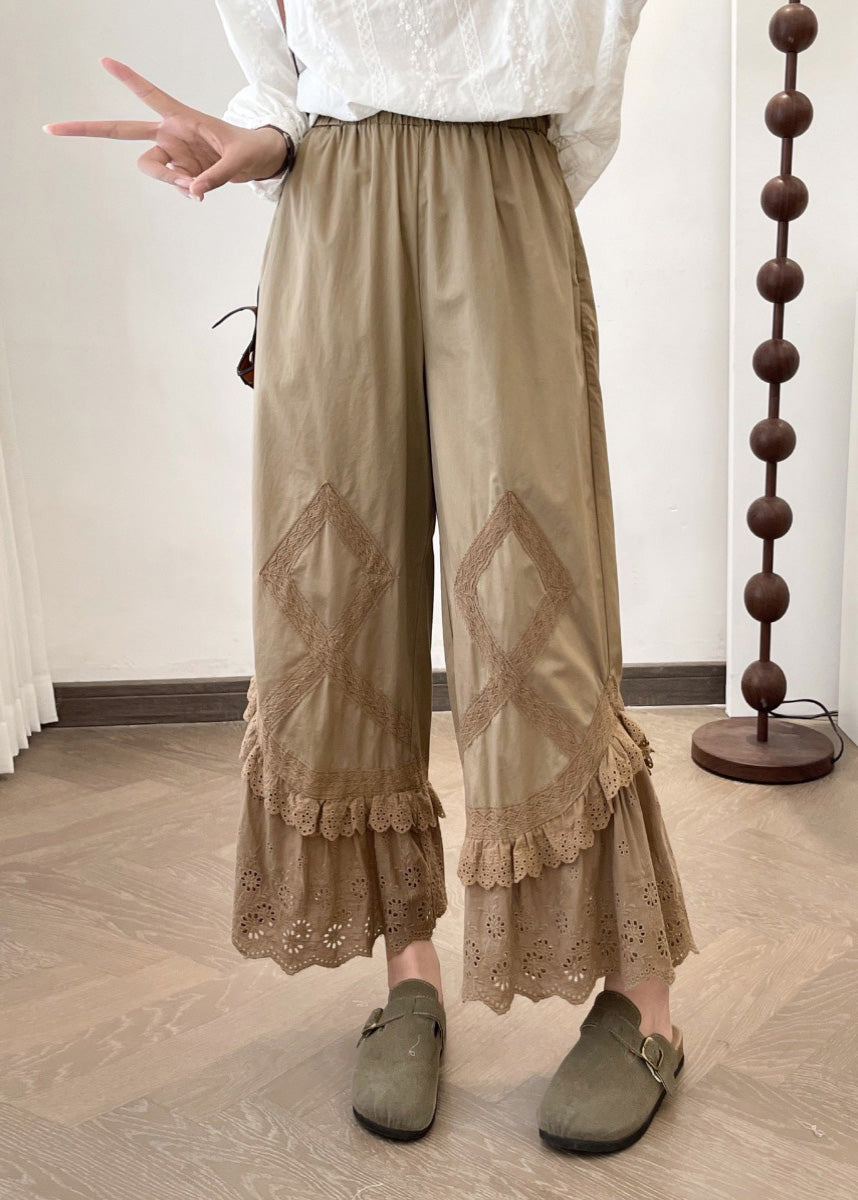 Apricot 2025 Wide Pants New Summer Lace Leg Splicing