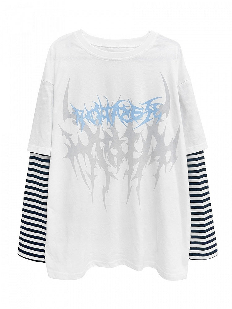 White Fake Two-piece Graphic T-shirt