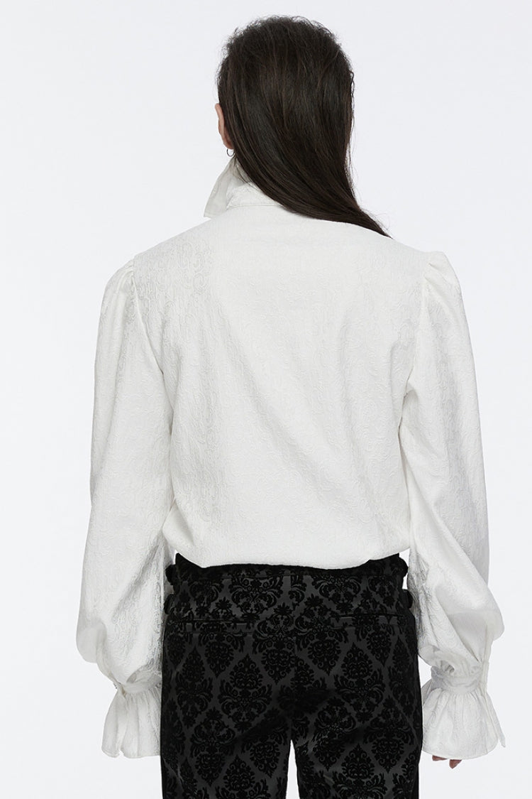 Ivory Punk Blouse with Notched Collar and Long Sleeves for Men