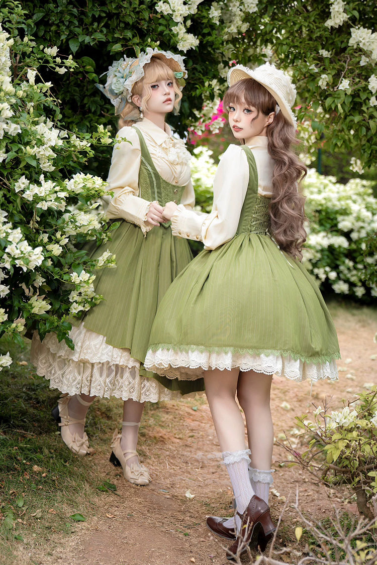 Dreamlike Realm Sleeveless Printed Ruffled Embroidered Corset Elegant Sweet Lolita JSK Dress