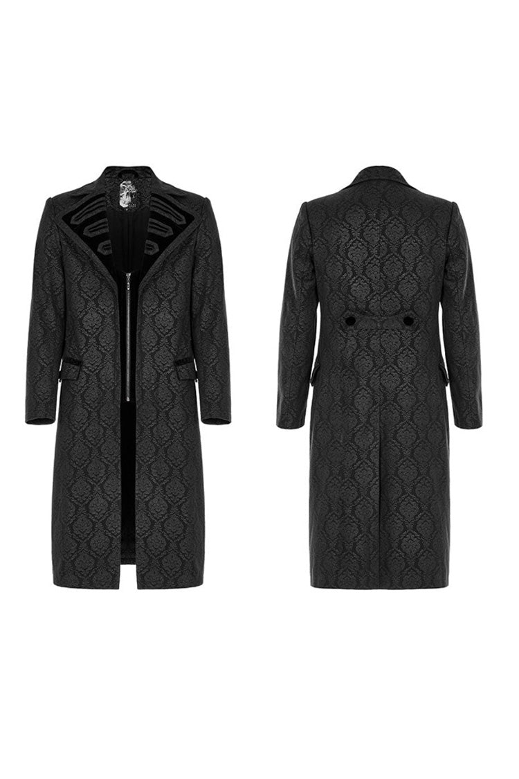 Woven Print Punk Overcoat with Oversized Collar for Men