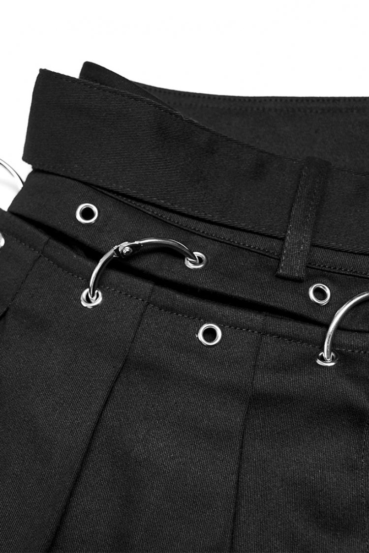 Detachable Belt Flared Leggings with Lace & Cutout Design for Steampunk Look