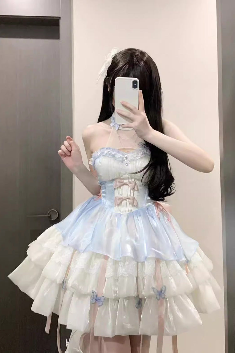 Sleeveless Sweet Elegant Princess Lolita Multi-Layer Ruffle Dress 3 Colors