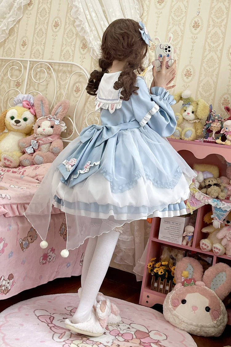 Pray Star Long Sleeve Double Ruffled Bowknot Lace Sweet Lolita Dress