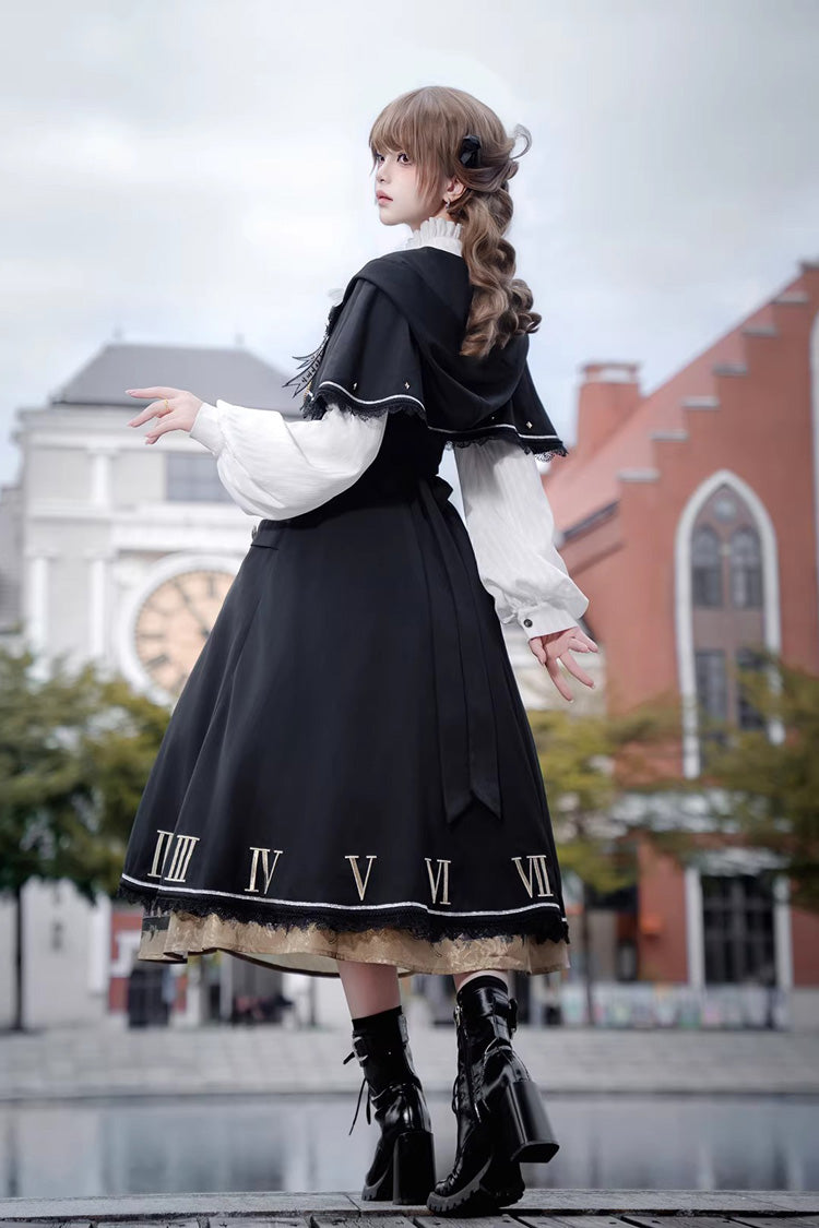 Long Sleeves Printed Embroidered College Style Gothic Vintage Lolita Dress Three-Piece Set - Dragon’s Aria